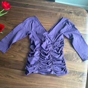 Last tango 3 panel ruched 3/4 sleeve seamless top